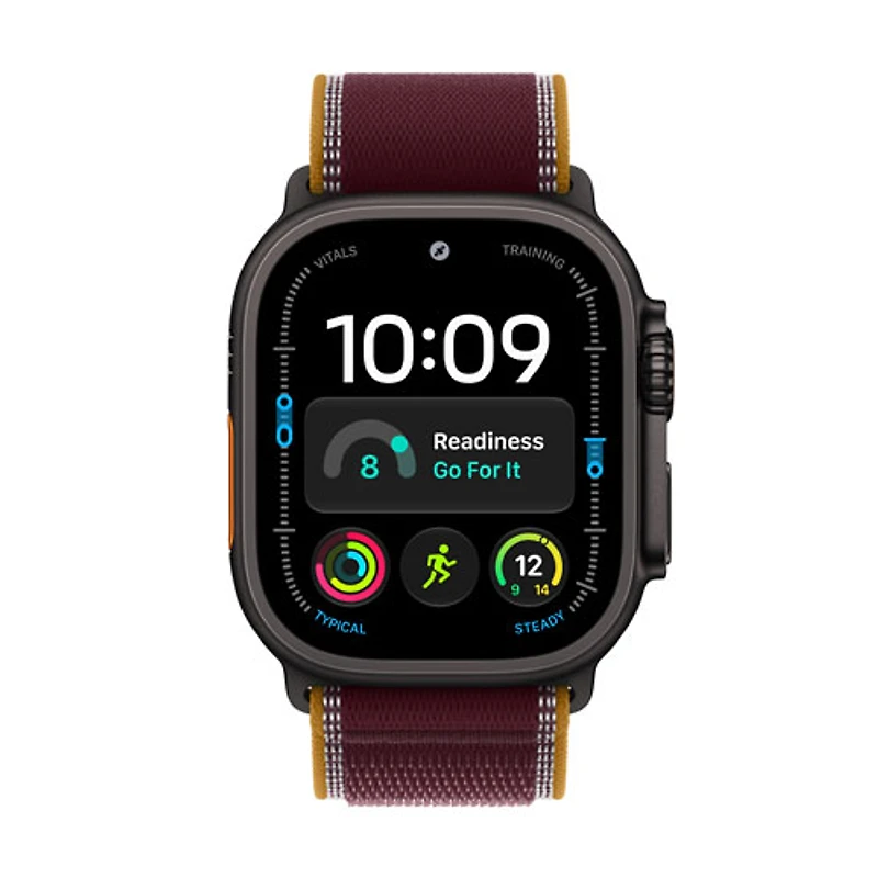 Apple Watch Ultra 4 (GPS + Cellular) 49mm Black Titanium Case with Burgundy Trail Loop