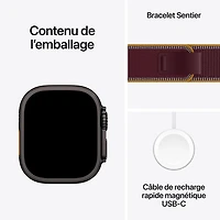 Apple Watch Ultra 4 (GPS + Cellular) 49mm Black Titanium Case with Burgundy Trail Loop