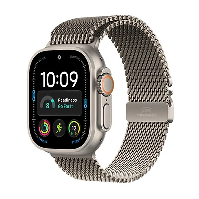 Apple Watch Ultra 4 (GPS + Cellular) 49mm Natural Titanium Case with Natural Milanese Loop - Medium