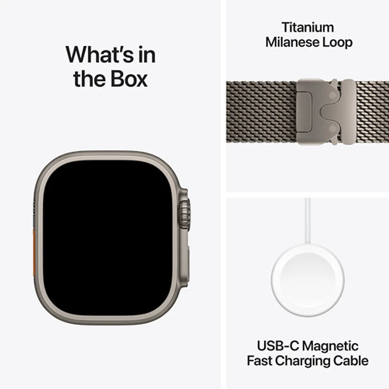 Apple Watch Ultra 4 (GPS + Cellular) 49mm Natural Titanium Case with Natural Milanese Loop - Medium