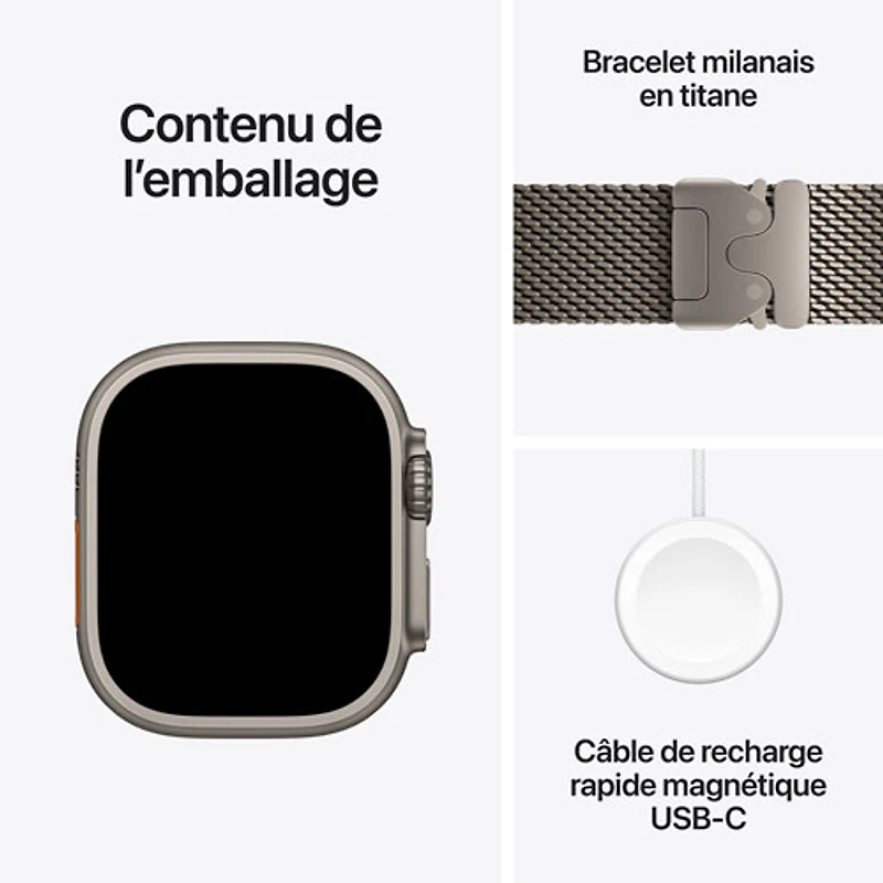 Apple Watch Ultra 4 (GPS + Cellular) 49mm Natural Titanium Case with Natural Milanese Loop - Medium