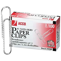 ACCO 1.25" (31.75 mm) Premium Paper Clips (ACC72385) - 100 Pack - Silver