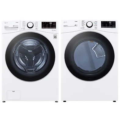 Laveuse à vapeur à charge frontale haute efficacité 5,2 pi³/sécheuse électrique 7,4 pi³ LG - Blanc