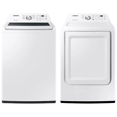 Laveuse à chargement par le haut de 5,0 pi³ et sécheuse électrique de 7,2 pi³ de Samsung - Blanc