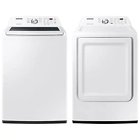 Laveuse à chargement par le haut de 5,0 pi³ et sécheuse électrique de 7,2 pi³ de Samsung - Blanc