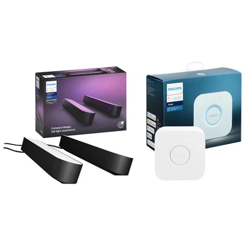 Trousse de barres lumineuses intelligentes DEL Hue Play (paq. 2) et pont 2.0 de Philips - Noir