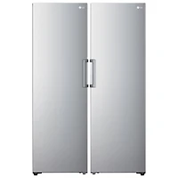 LG 24" 13.6 Cu. Ft. Column Refrigerator & 11.4 Cu. Ft. Column Freezer - Platinum Silver Steel