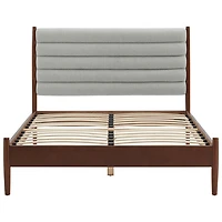 Camille Transitional Platform Bed - Double - Grey/Dark Wood