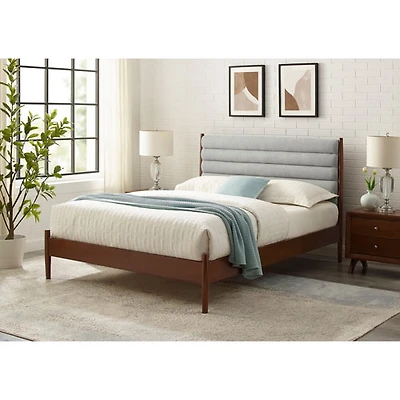 Camille Transitional Platform Bed - Queen - Light Grey