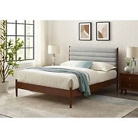 Camille Transitional Platform Bed - Queen - Light Grey