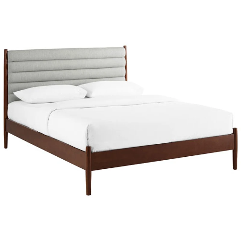Camille Transitional Platform Bed - Queen - Light Grey