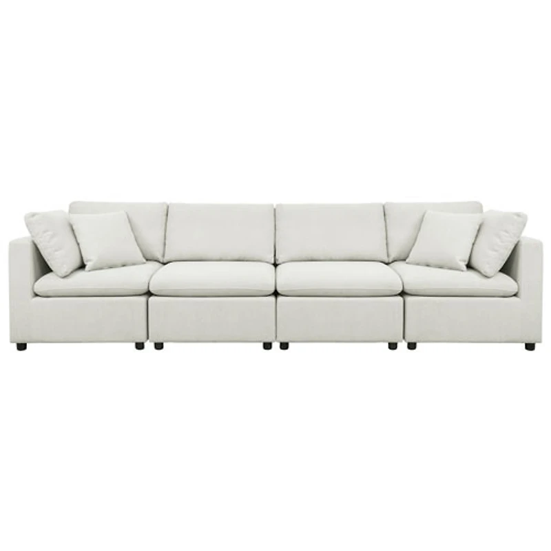 Billie 4-Piece Modular Transitional Polyester Sectional Sofa Sets - Light Grey