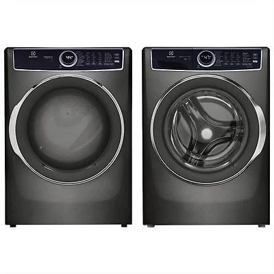 Laveuse à vapeur à chargement frontal HE 5,2 pi³/sécheuse au gaz à vapeur 8 pi³ d'Electrolux