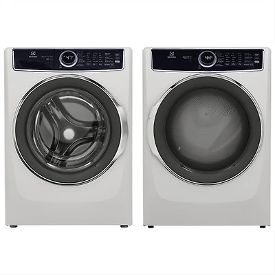 Laveuse à vapeur à chargement frontal HE 5,2 pi³/sécheuse au gaz à vapeur 8 pi³ d'Electrolux - Blanc