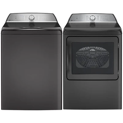 Laveuse à chargement par le haut HE 5,8 pi³ et sécheuse électrique 7,4 pi³ de Profile de GE - Gris diamant