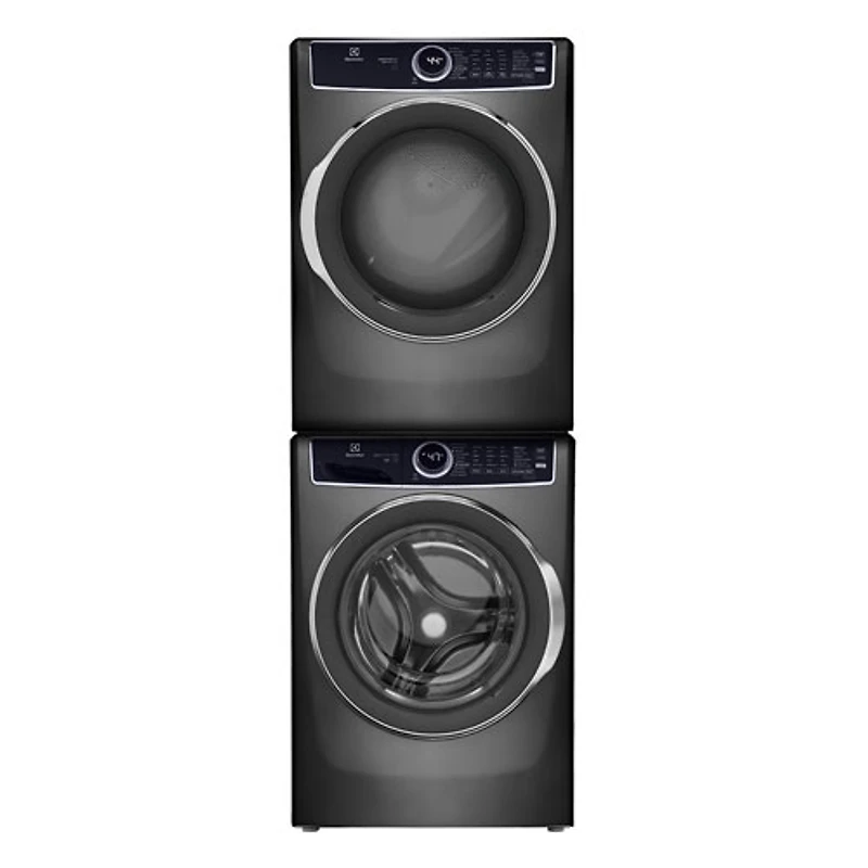 Laveuse à vapeur à chargement frontal 5,2 pi³ et sécheuse électrique à vapeur 8 pi³ d'Electrolux avec ensemble de superposition - Gris
