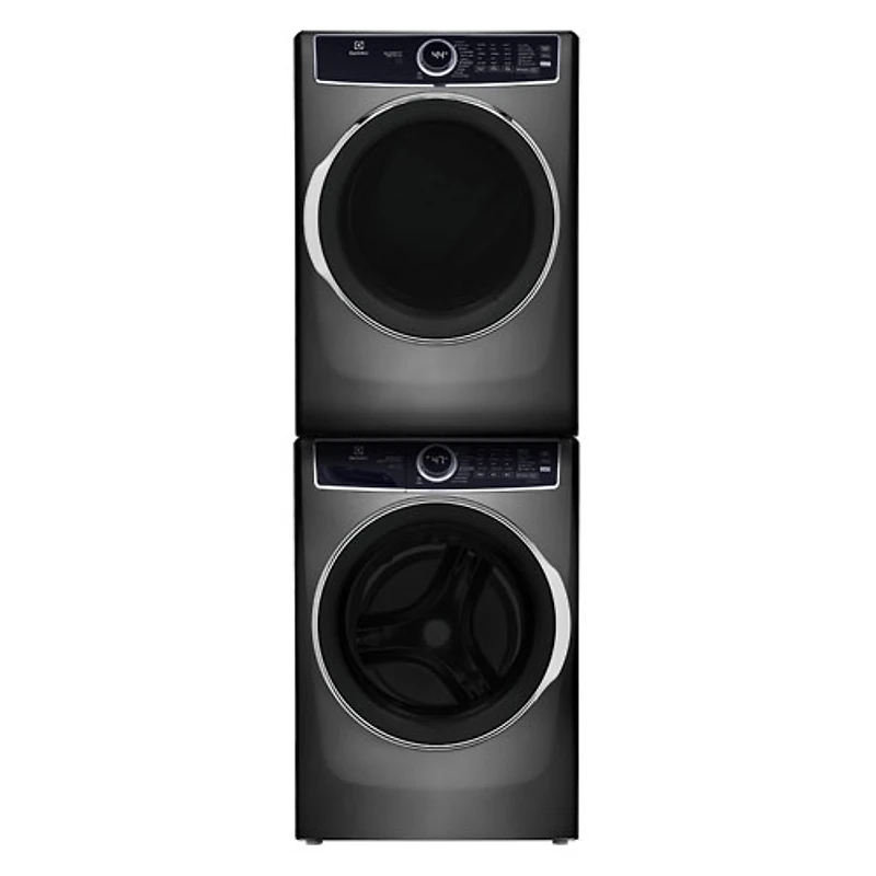 Laveuse à vapeur à chargement frontal 5,2 pi³ et sécheuse électrique à vapeur 8 pi³ d'Electrolux avec ensemble de superposition