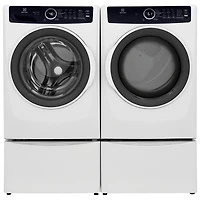 Electrolux 5.2 Cu Ft Front Load Steam Washer & 8.0 Cu Ft Electric Steam Dryer w/ 2 27" Pedestal - White