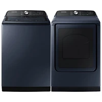 Samsung 6.1 Cu. Ft. Top Load Agitator Washer & Electric Steam Dryer - Brushed Navy/ Navy