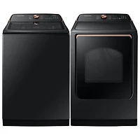 Laveuse à chargement par le haut de 6,2 pi³ et sécheuse électrique à vapeur de Samsung - Noir brossé/Noir