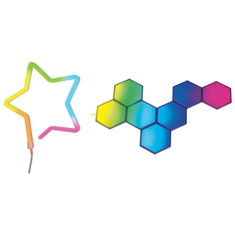 GE Cync Dynamic Effects Hexagon 7 Light Panels - Smarter Kit & Neon Shape Smart Light Strip