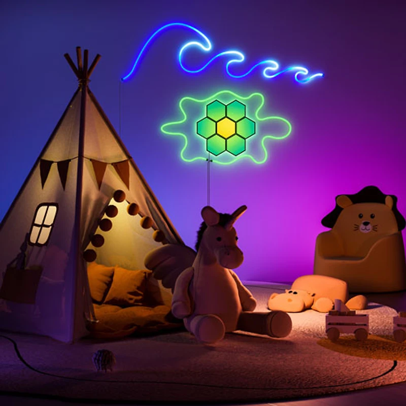 GE Cync Dynamic Effects Hexagon 7 Light Panels - Smarter Kit & 2 Neon Shape Smart Light Strips