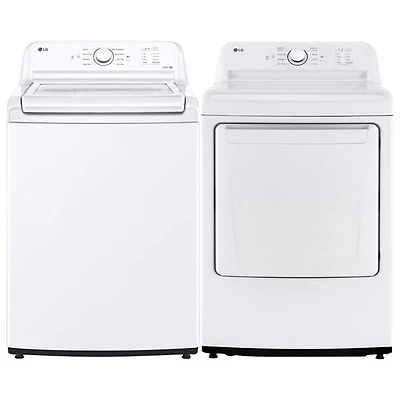 LG 4.8 Cu. Ft. High Efficiency Top Load Washer & Dryer - White