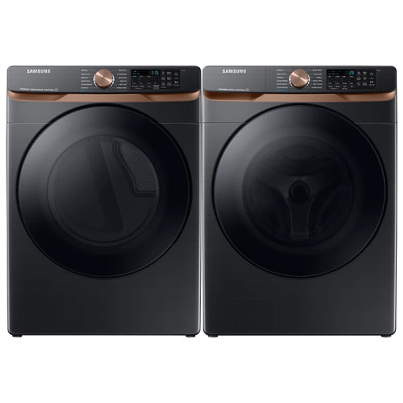 Samsung 5.8 Cu.Ft. Front Load Steam Washer & 7.5 Cu. Ft. Electric Steam Dryer - Black Stainless Steel
