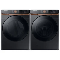 Samsung 5.8 Cu.Ft. Front Load Steam Washer & 7.5 Cu. Ft. Electric Steam Dryer - Black Stainless Steel