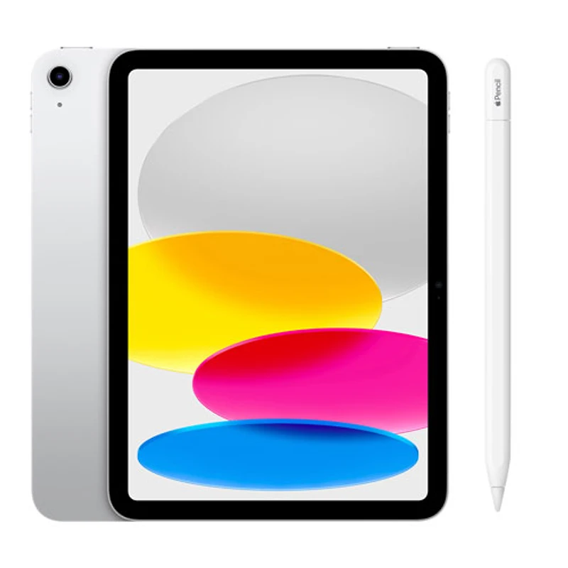 iPad 10,9 po de 64 Go d'Apple avec Wi-Fi 6 (10e génération) et Apple Pencil - Argenté/Blanc