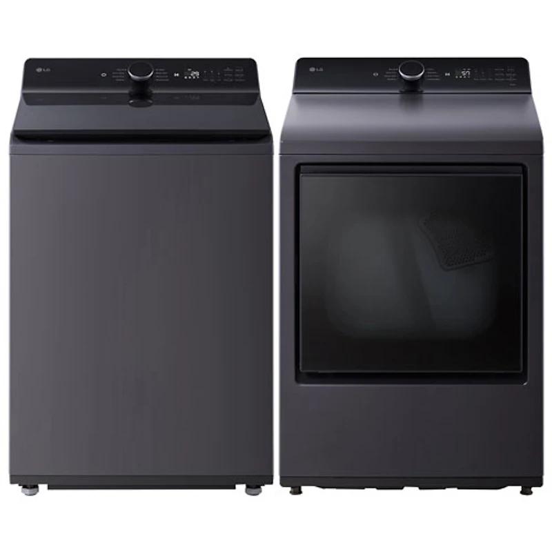 Laveuse à chargement par le haut HE de 6,1 pi³ et sécheuse électrique à contrôle arrière de 7,3 pi³ de LG - Noir mat