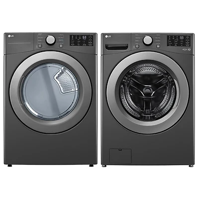 Laveuse à chargement frontal de 5,8 pi³ et sécheuse électrique de 7,4 pi³ de LG - Noir - Exclusivité Best Buy