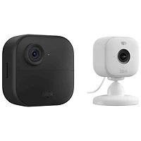Système avec caméras de surveillance IP HD intégrale 1080p Outdoor 4 de Blink avec caméra Mini 2 de Blink - Noir/Blanc
