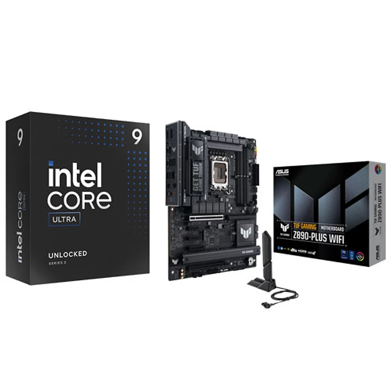 Processeur à 24 coeurs de 4,6 GHz Core Ultra 9-285K d'Intel/Carte mère TUF GAMING Wi-Fi LGA1851 ATX DDR5 d'Intel