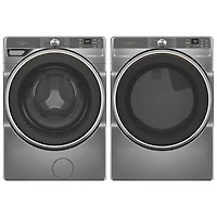Whirlpool 5.0 Cu. Ft. Front Load Steam Washer & 7.4 Cu.Ft. Electric Steam Dryer- Radiant Silver