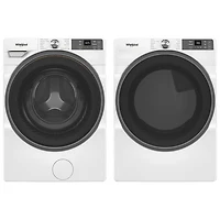 Laveuse à vapeur à chargement frontal de 4,5 pi³ et sécheuse électrique à vapeur de 7,4 pi³ de Whirlpool - Blanc