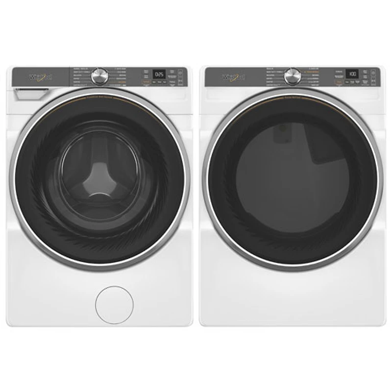Whirlpool 5.0 Cu. Ft. Front Load Steam Washer & 7.4 Cu. Ft. Electric Steam Dryer - White