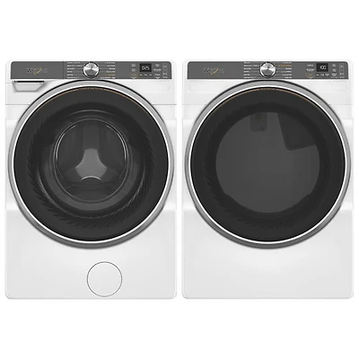 Whirlpool 5.0 Cu. Ft. Front Load Steam Washer & 7.4 Cu. Ft. Electric Steam Dryer - White