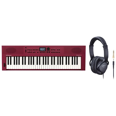 Clavier de création musicale à 61 touches GO:KEYS 3 de Roland avec casque d'écoute de contrôle RH-5 - Rouge foncé