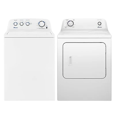 Laveuse à chargement par le haut avec pulsateur HE de 4,4 pi³ et sécheuse électrique de 6,5 pi³ d'Amana - Blanc