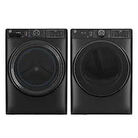Laveuse à vapeur à chargement frontal de 5,8 pi³ et sécheuse électrique à vapeur de 7,8 pi³ de GE - Carbone graphite