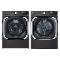 Laveuse à vapeur à chargement frontal HE de 6 pi³ et sécheuse électrique à vapeur de 9 pi³ de LG - Acier noir