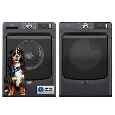 Laveuse vapeur chargement frontal HE 5,8 pi³ et sécheuse électrique vapeur 7,4 pi³ Pet Pro de Maytag - Acier minuit