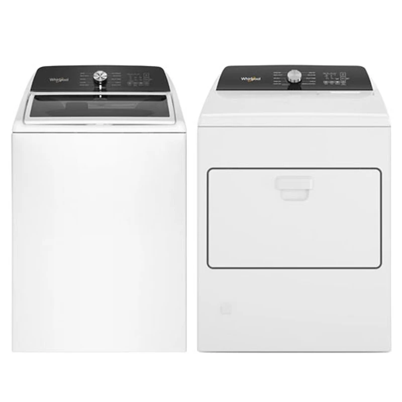 Whirlpool 5.2 Cu. Ft. HE Agitator Top Load Washer & 7.0 Cu. Ft. Gas Dryer - White