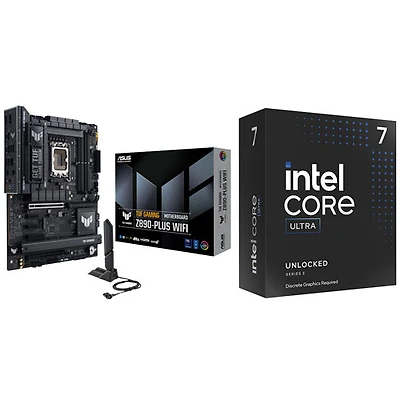 Carte mère TUF GAMING Wi-Fi LGA1851 ATX DDR5 d'ASUS avec processeur 20 coeurs de 4,6 GHz Core Ultra 7-265KF d'Intel