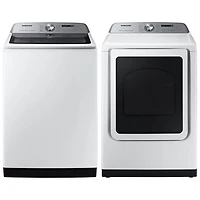 Laveuse à chargement par le haut avec pulsateur HE de 6 pi³ et sécheuse électrique à vapeur de 7,4 pi³ de Samsung - Blanc