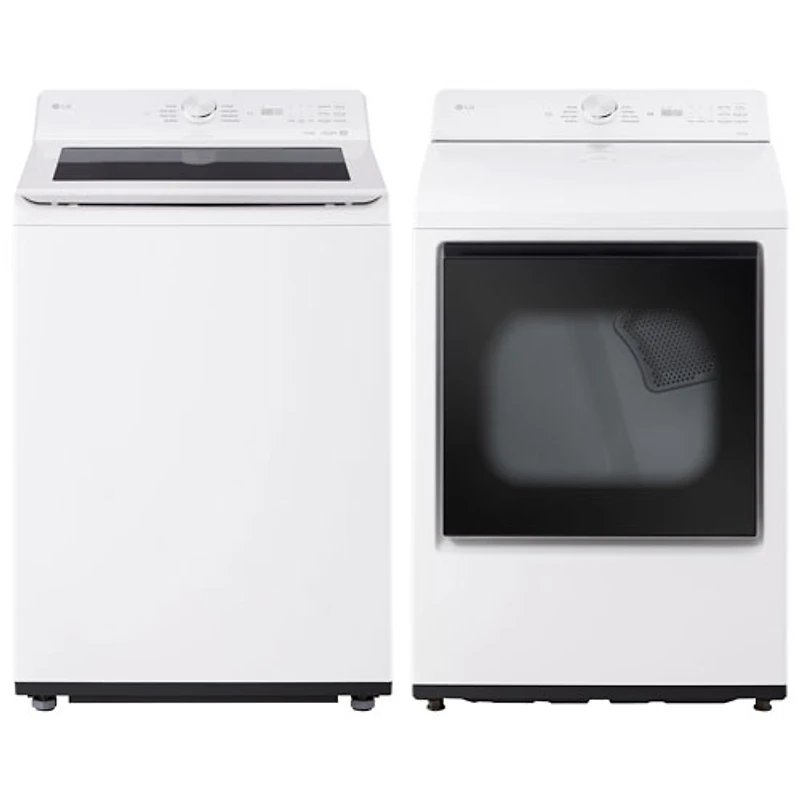 LG 5.8 Cu. Ft. High Efficiency Top Load Agitator Washer & 7.3 Cu. Ft. Sensor Dry Electric Dryer - Alpine White