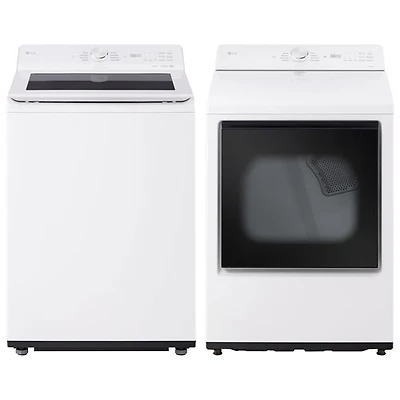 LG 5.8 Cu. Ft. High Efficiency Top Load Washer & 7.3 Cu. Ft. Sensor Dry Electric Dryer - Alpine White