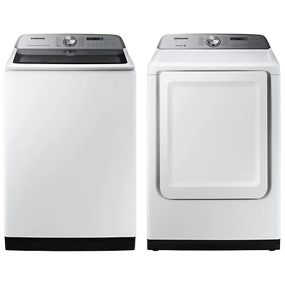 Laveuse haute efficacité à chargement par le haut 6,0 pi³/sécheuse électrique 7,4 pi³ Samsung-Blanc