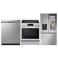 Réfrigérateur à deux portes 26 pi³ 36 po MAX InstaView; Cuisinière à induction avec friture à l'air chaud; Lave-vaisselle de LG - Acier inoxydable